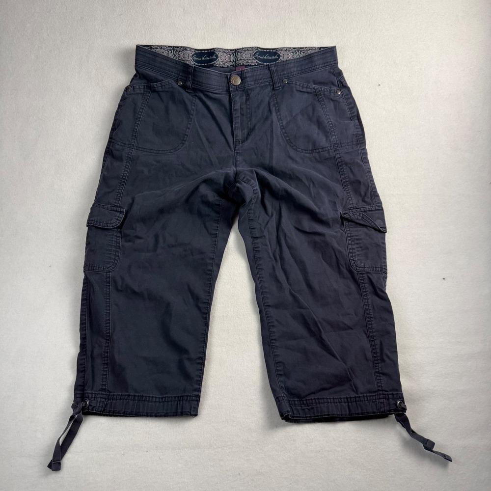 Gloria Vanderbilt Womens Navy Blue Cargo Capri Pants Size 8 Stretch Utility Crop